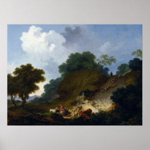 Landscape with Shepherds by Fragonard Poster