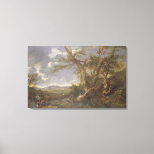 Landscape with the Baptism in the Jordan (oil on c Canvas Print