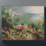 Landscape with the Fall of Icarus, c.1555 Plaque<br><div class="desc">Image Collection Number:  XIR3675  Landscape with the Fall of Icarus,  c.1555 (oil on canvas). Bruegel,  Pieter the Elder (c.1525-69) oil on canvas. Musees Royaux des Beaux-Arts de Belgique,  Brussels,  Belgium Giraudon.  16th</div>