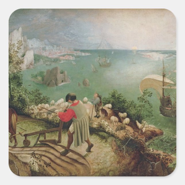 Landscape with the Fall of Icarus, c.1555 Square Sticker (Front)