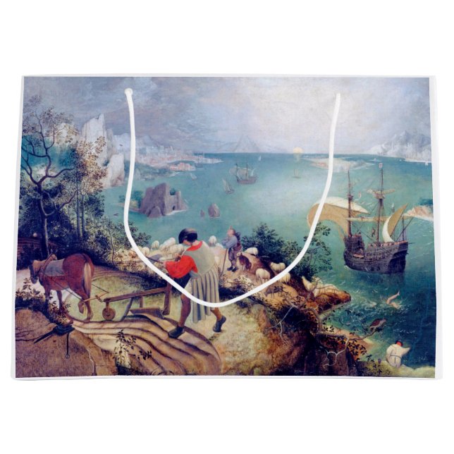 Landscape with the Fall of Icarus, Pieter Bruegel Large Gift Bag (Front)