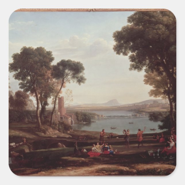 Landscape with the Marriage of Isaac Square Sticker (Front)