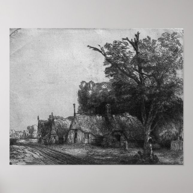 Landscape with Three Cottages, 1650 Poster (Front)