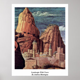 Landscape With Town By Andrea Mantegna Poster