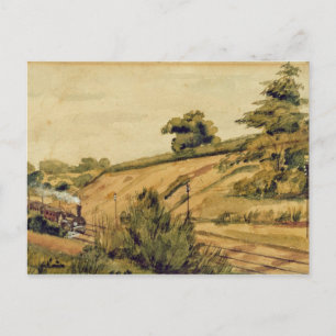 Landscape with Train, 1854 (w/c and pencil on pape Postcard