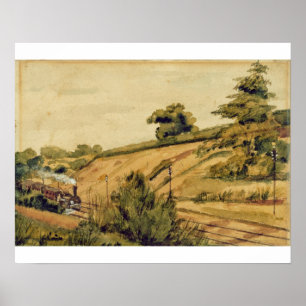 Landscape with Train, 1854 (w/c and pencil on pape Poster
