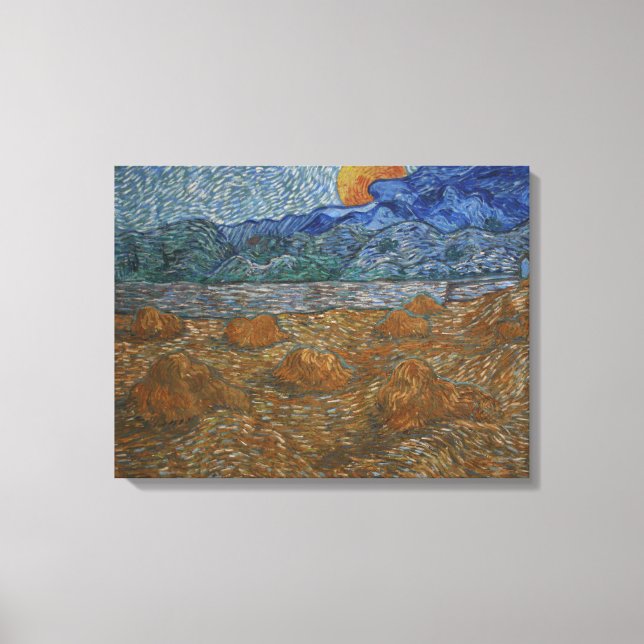 Landscape with Wheat Sheaves and Rising Moon Canvas Print (Front)