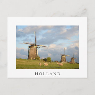 Landscape with windmills and sheep postcard