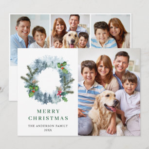 Landscape Wreath Christmas Forest 4 PHOTO Greeting Holiday Card