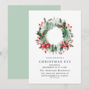 Landscape Wreath Christmas Forest CHRISTMAS EVE Invitation