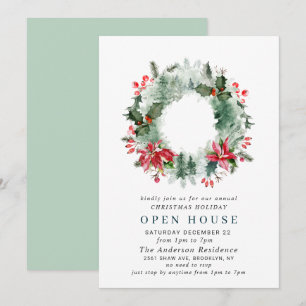Landscape Wreath CHRISTMAS HOLIDAY OPEN HOUSE Invitation