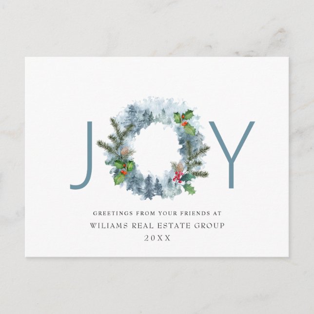 Landscape Wreath Christmas Holly Berry Holiday Postcard (Front)