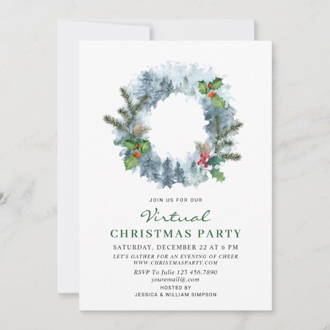 Landscape Wreath Christmas VIRTUAL Christmas Party Invitation (Front)