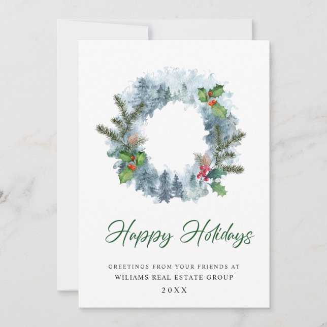 Landscape Wreath Holiday Berry Corporate Greeting (Front)
