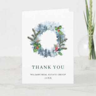 Landscape Wreath Holiday Christmas Corporate Thank You Card