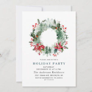 Landscape Wreath Holiday Forest Christmas Party Invitation