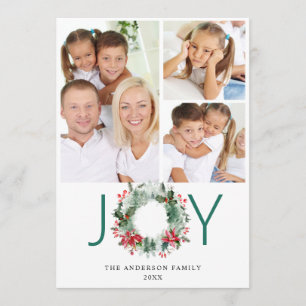 Landscape Wreath Holly Berry Pine PHOTO Greeting Holiday Card