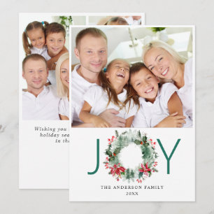 Landscape Wreath Holly Berry Pine PHOTO Greeting Holiday Card