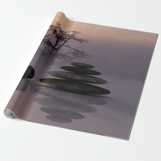 Landscape, Zen Stones,Bamboo Wrapping Paper (Unrolled)