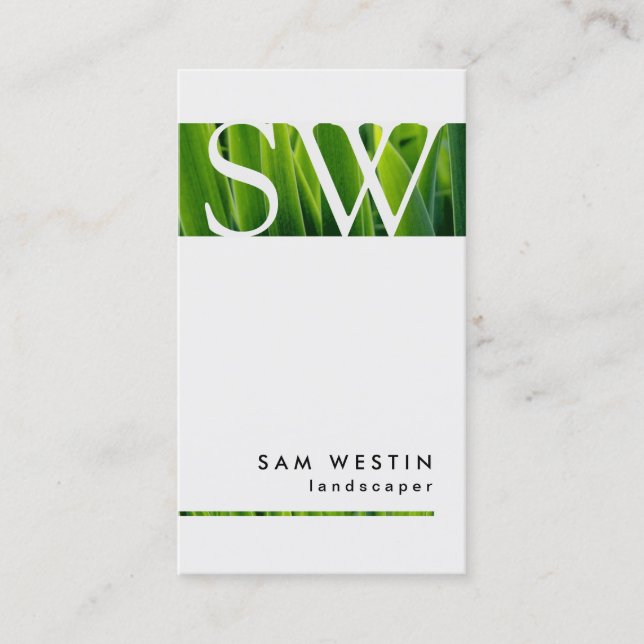 Landscaper Bold Monogram Business Card (Front)