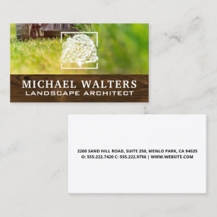 Landscaper Cutting Grass   Tree Logo Business Card