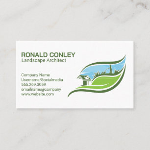 Landscaper Cutting Lawn   Garden Services Business Card