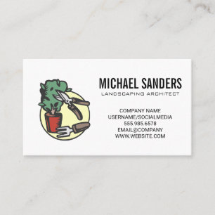Landscaper Gardening Tools Potted Plant Business Card