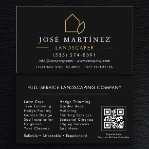 Landscaper Lawn Care Services QR Code Business Card