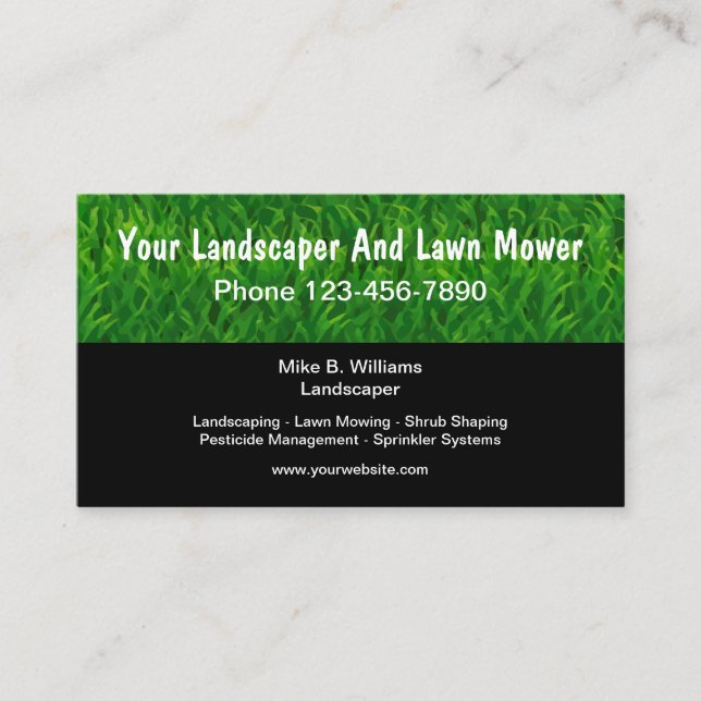 Landscaper Lawn Mowing Sprinklers Business Card (Front)