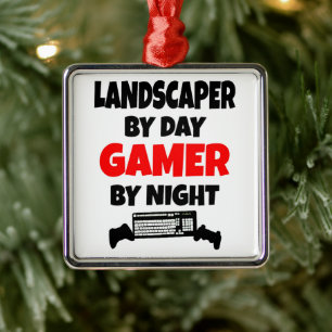 Landscaper Loves Playing Video Games Metal Tree Decoration