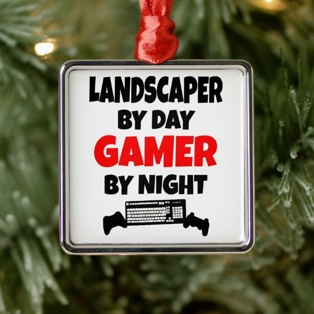 Landscaper Loves Playing Video Games Metal Tree Decoration (Tree)