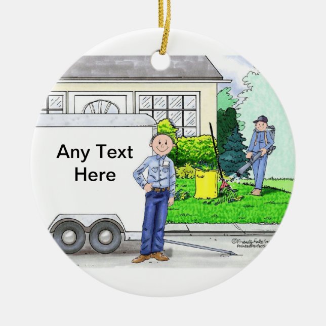 Landscaper - Male Ceramic Tree Decoration (Front)