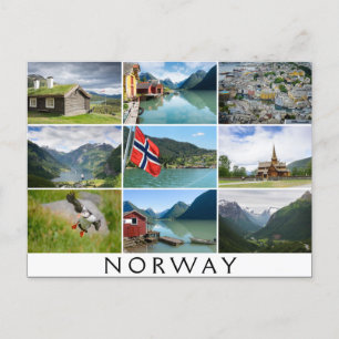Landscapes and the text: 'Norway' in collage Postcard