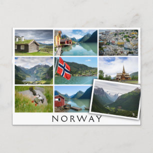 Landscapes and the text: 'Norway' in collage Postcard