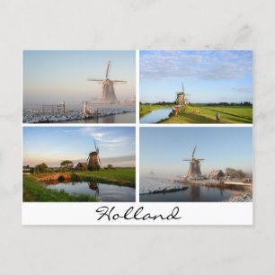 Landscapes with windmills in Holland postcard