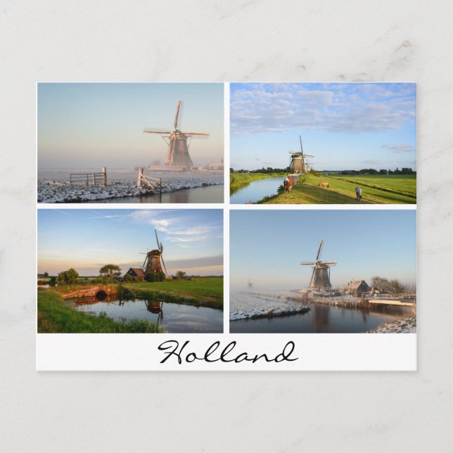 Landscapes with windmills in Holland postcard (Front)