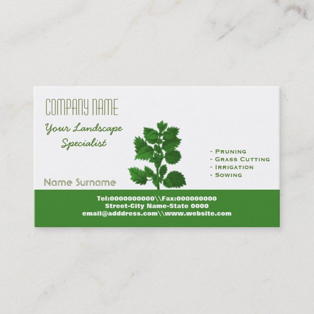 Landscaping and gardening business card (Front)