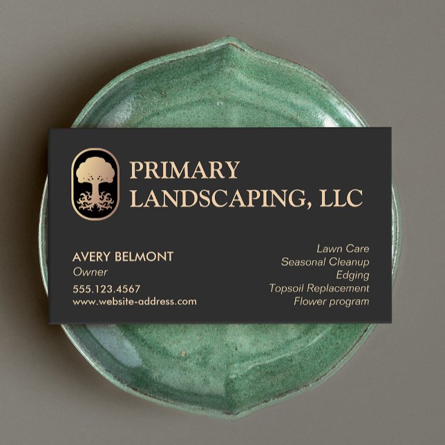 Landscaping and Lawn Care Design Rooted  Tree Business Card (Creator Uploaded)