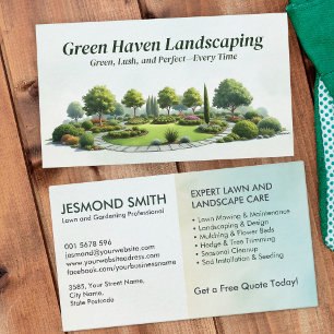 Landscaping and Lawn Care Services - Watercolor Business Card