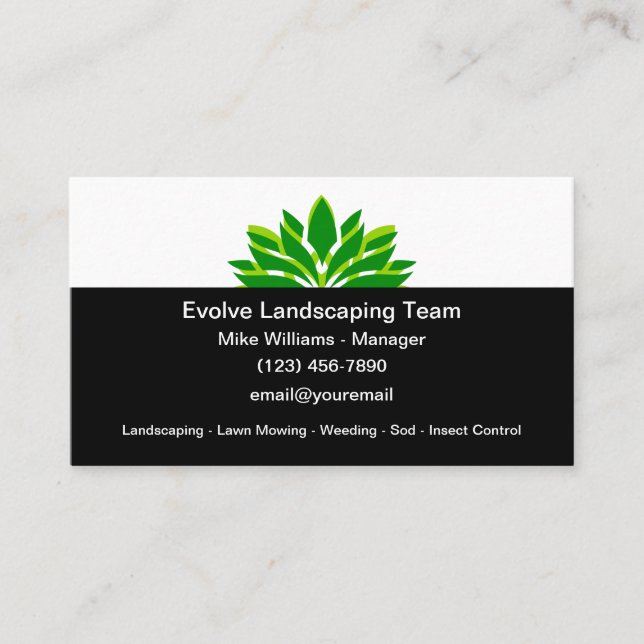 Landscaping And Lawn Mowing Service Business Card (Front)