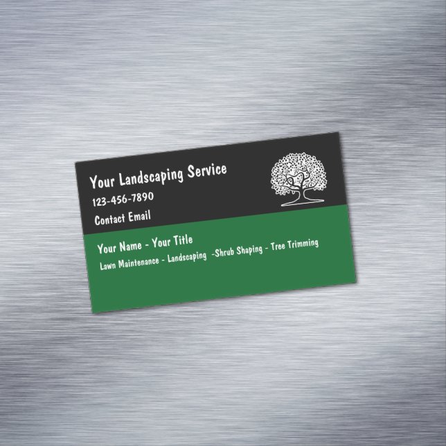 Landscaping And Lawn Service Simple Magnetic Business Card (In Situ)