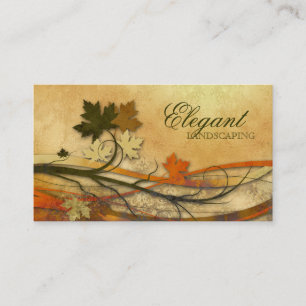 Landscaping Business Autumn Maple Leaves Vintage Card