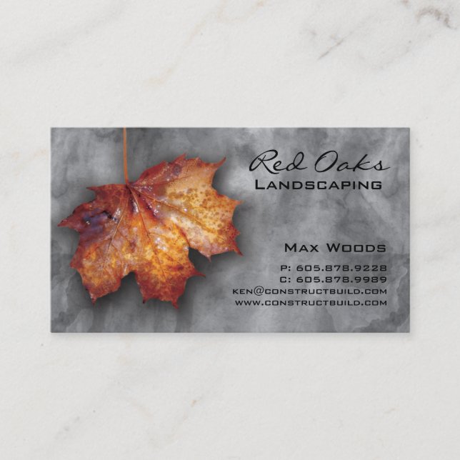 Landscaping Business Card Stone Maple Leaf (Front)