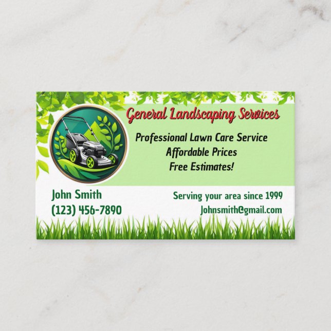 Landscaping Business Cards (Front)