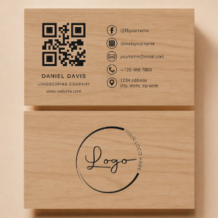 Landscaping Company Wood Professional QR Code Business Card