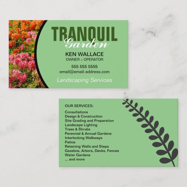 Landscaping Garden Greenhouse Lawn Care Business C Card (Front/Back)
