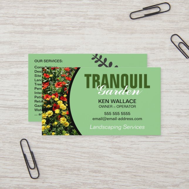Landscaping Garden Greenhouse Lawn Care Business Card (Front/Back In Situ)