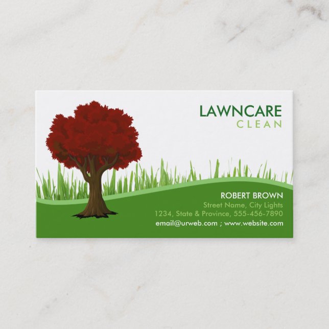 Landscaping Gardener Grass Tree Clean Nature Business Card (Front)