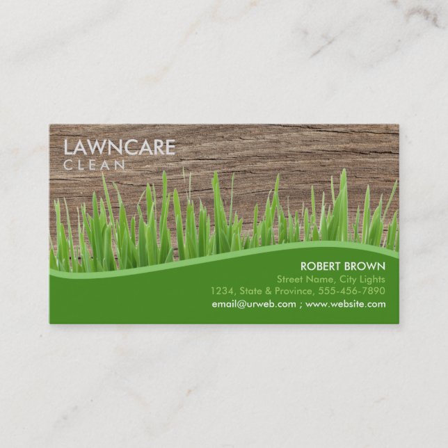 Landscaping Gardener Grass Wood Clean Nature Business Card (Front)