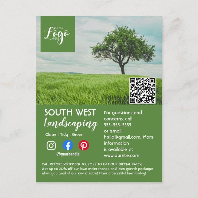 landscaping gardener tree surgeon arborist   flyer postcard (Front)